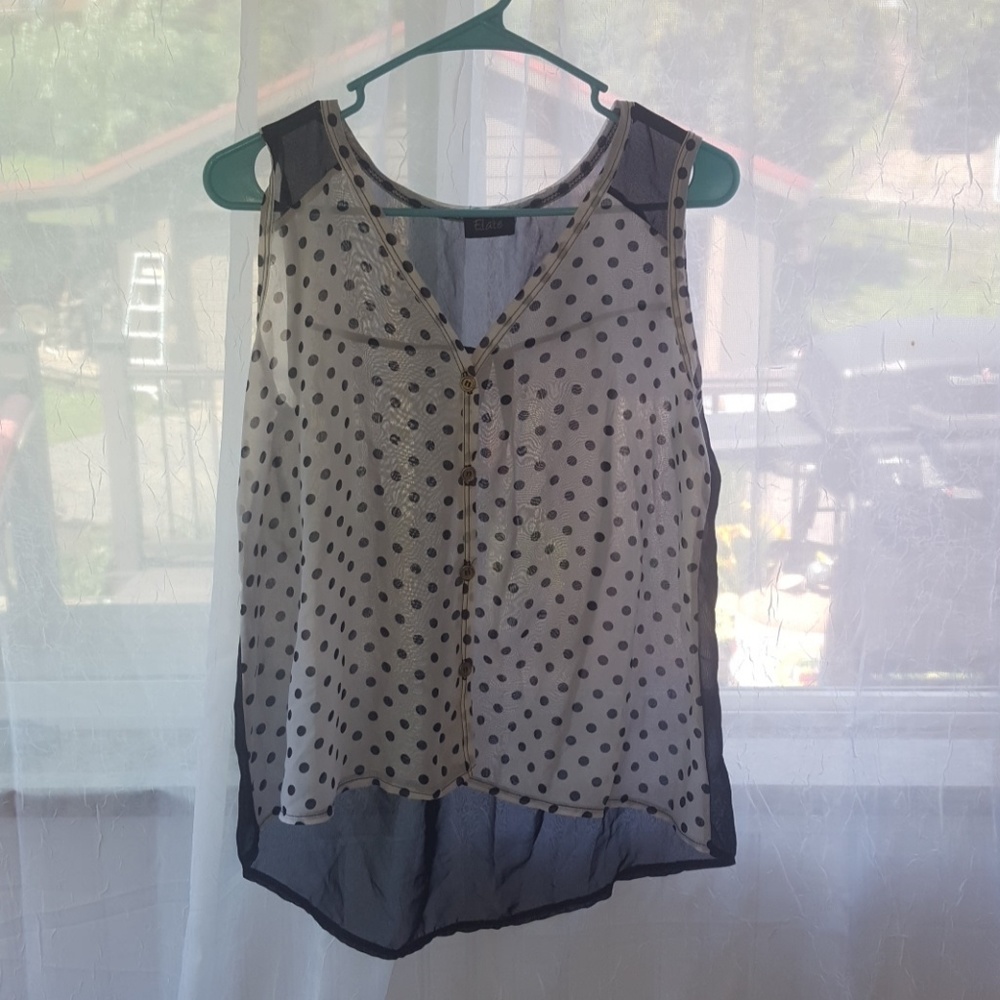 Polka dot sheer blouse button down top